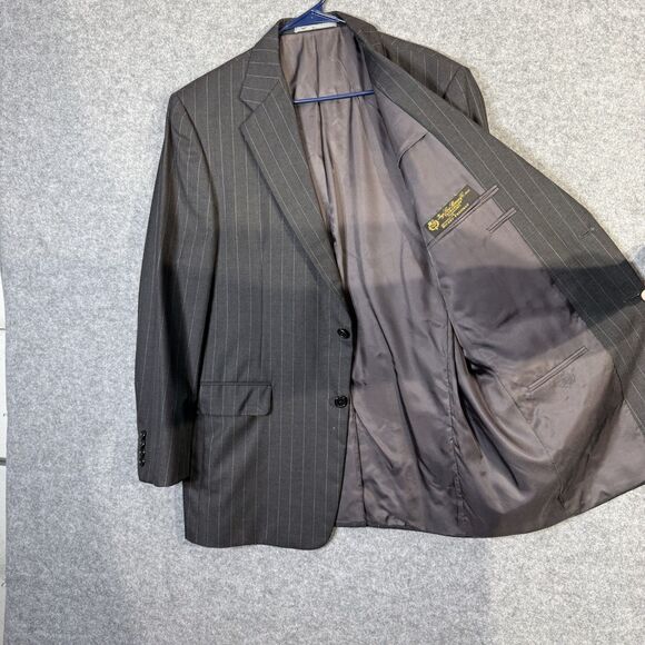 Loro Piana Hickey Freeman Mens Suit Coat Gray Pin Stripe Size 42R - Picture 7 of 14
